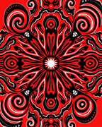 Vibrant Red Black Mandala SwirlRug Rug