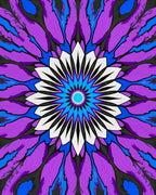 Vibrant Purple Blue Starburst Mandala Rug