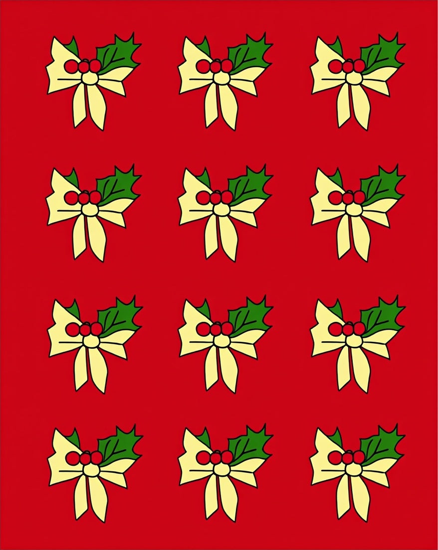 Festive Holly Bows Red Rug