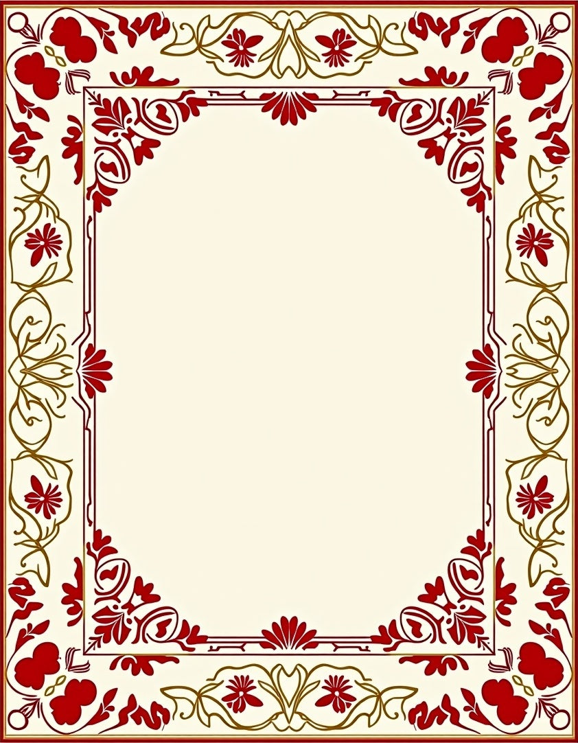 Crimson Gold Floral Border Rug