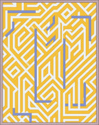 Yellow White Blue Geometric Maze Rug