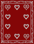 Crimson White Heart Border Rug