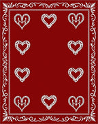 Crimson White Heart Border Rug
