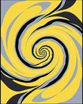 Vibrant Yellow Gray Swirl Abstraction Rug