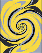 Vibrant Yellow Gray Swirl Abstraction Rug
