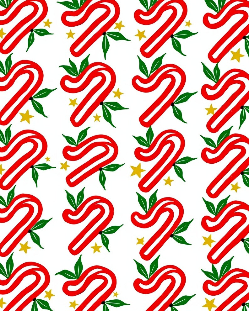 Red Candy Cane Star Leaf Repeating Rug