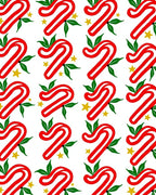 Red Candy Cane Star Leaf Repeating Rug
