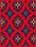 Crimson Navy Floral Medallion Tapestry Rug