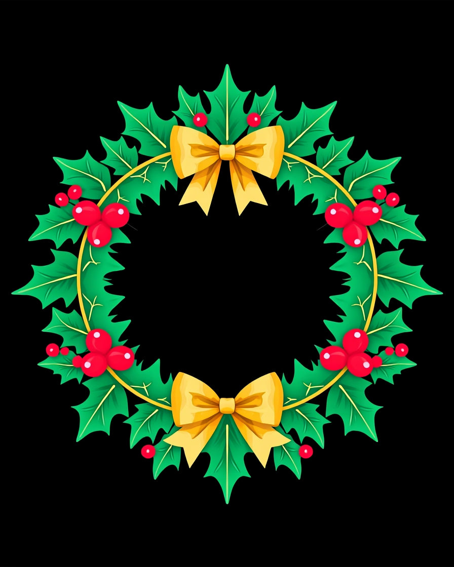 Festive Green Holly Red Berry Yellow Bow Rug