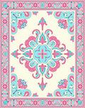 Whimsical Pink Cyan Floral Medallion Rug