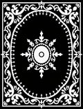 Classic Black White Stylized Sunburst Rug
