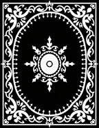 Classic Black White Stylized Sunburst Rug