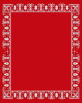 Elegant Red White Flourish Border Rug