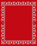 Elegant Red White Flourish Border Rug