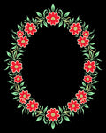 Vibrant Red Floral Laurel Wreath Rug