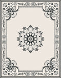 Vintage Black Floral Medallion Border Rug