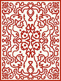 Crimson Whimsical Scrollwork Medallion Rug