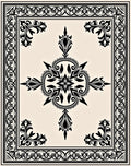 Black Floral Medallion on Cream Surface Rug