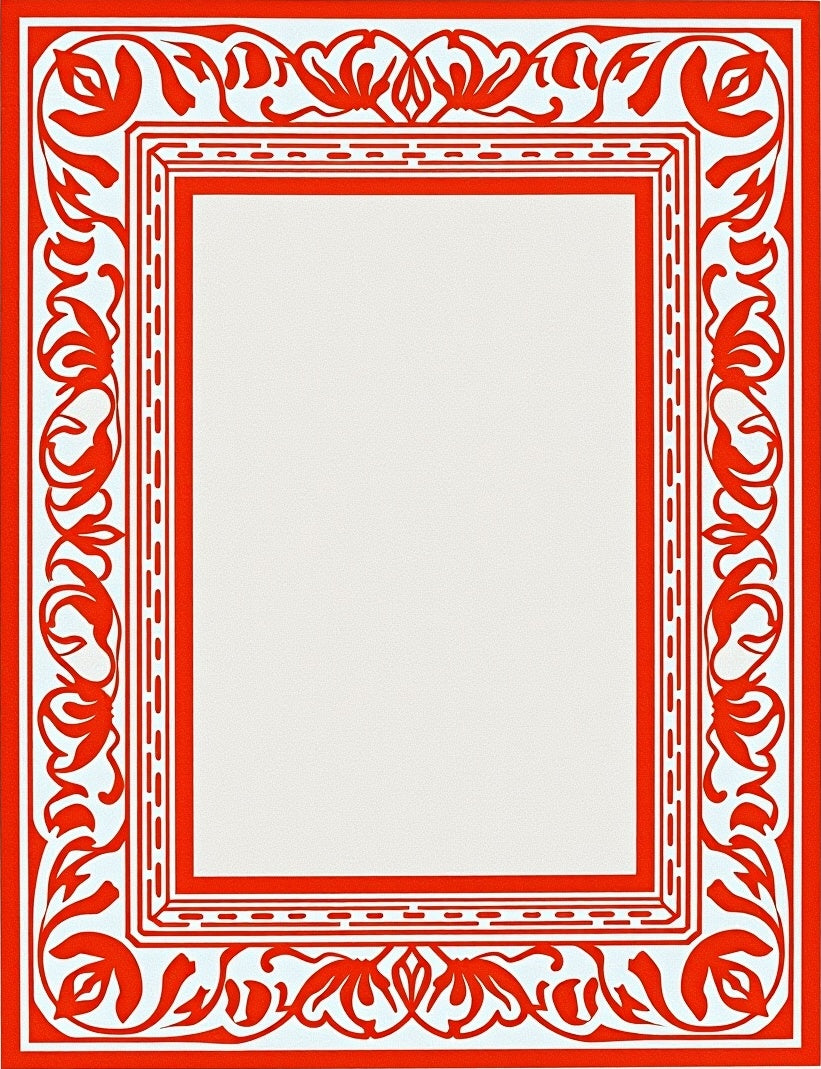 Bright Red Floral Arch Frame Rug