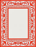Bright Red Floral Arch Frame Rug