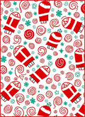 Red White Mitten Swirl Snowflake Ornament Rug