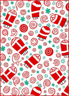 Red White Mitten Swirl Snowflake Ornament Rug