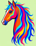 Vibrant Rainbow Horse Head Art Rug