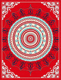 Bold Circular Red Teal Medallion Rug