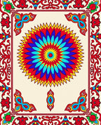 Radiant Sunburst Medallion Red Border Rug