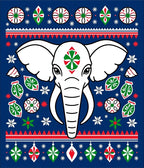 White Elephant Red Green Medallion Border Rug