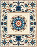 Ornate Cobalt Crimson Medallion Cream Rug