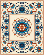 Ornate Cobalt Crimson Medallion Cream Rug