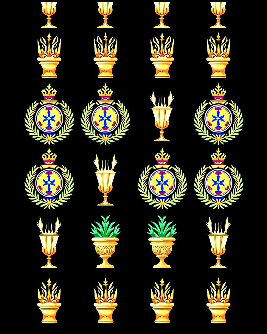 Golden Crested Emblem Laurel Wreath Objects Rug