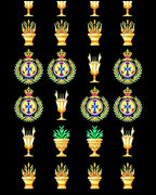 Golden Crested Emblem Laurel Wreath Objects Rug