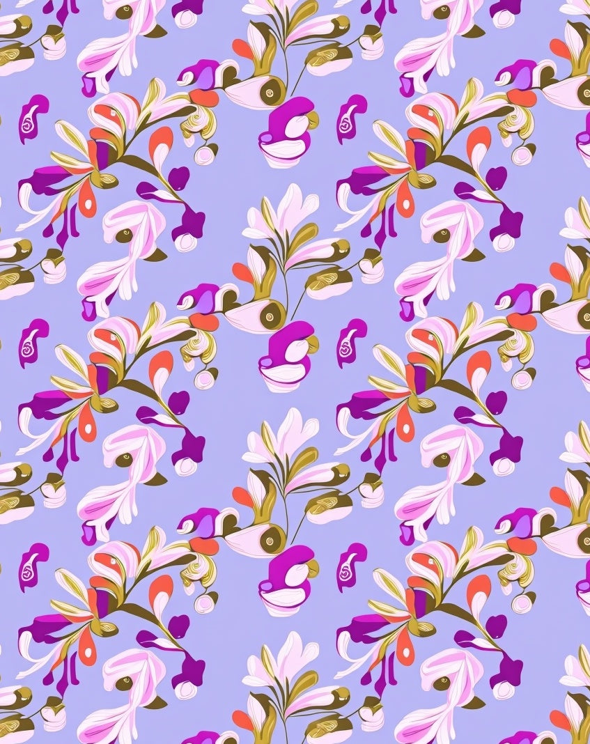 Whimsical Purple Floral Swirl Rug