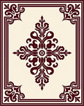 Deep Burgundy Medallion Cream Border Rug