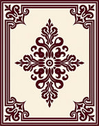Deep Burgundy Medallion Cream Border Rug