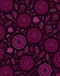 Deep Fuchsia Petal and Leaf Arrangement Rug