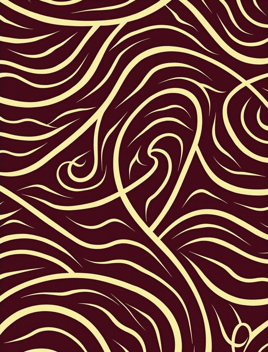 Crimson Cream Swirling Lines Rug