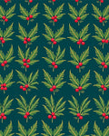 Emerald Green Holly Berry Illustration Rug