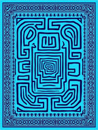 Vibrant Aqua Maze Border Rug