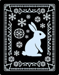 Winter Rabbit Snowflake Border Rug