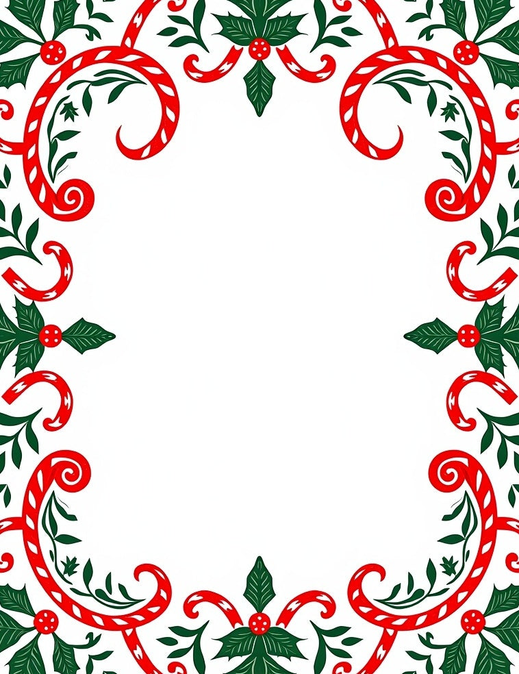 Red Green Holly Candy Cane Garland Rug