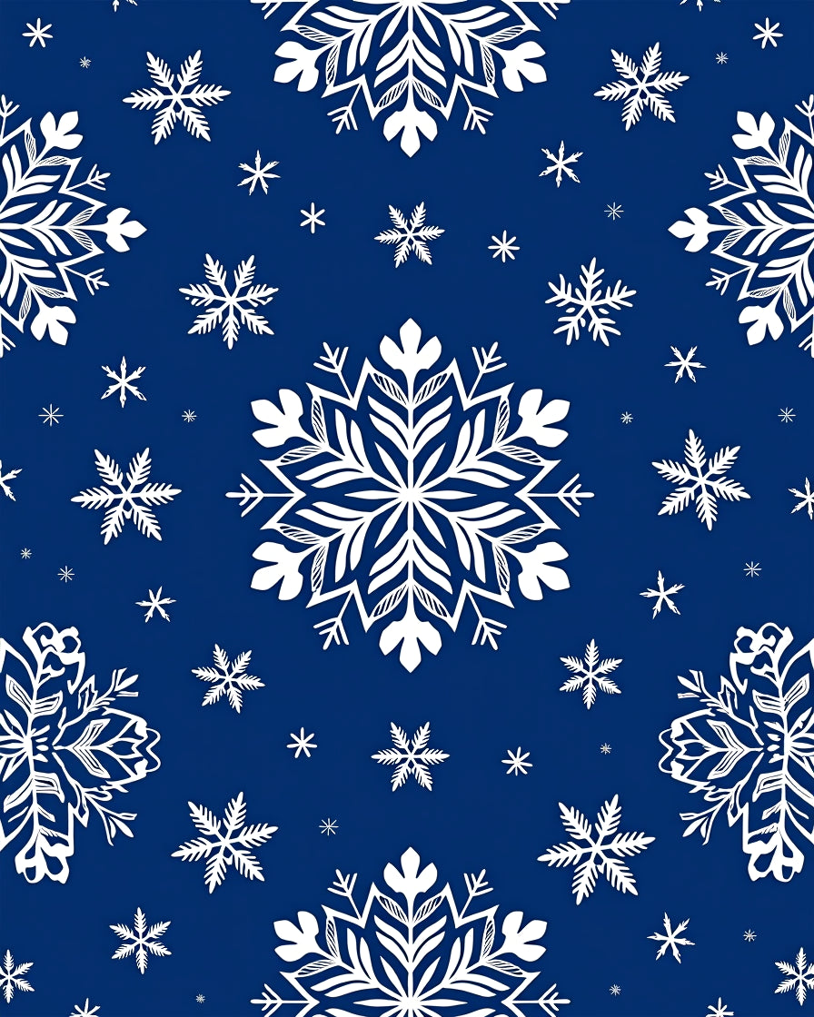 Deep Blue Snowflake Winter Wonderland Rug