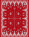 Crimson White Folk Art Blossom Rug