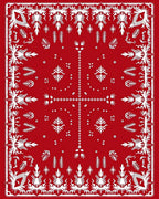 Crimson White Folk Art Blossom Rug