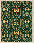 Emerald Green Gold Bow Botanical Rug