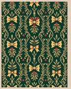 Emerald Green Gold Bow Botanical Rug