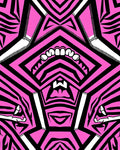 Vibrant Pink Black Graphic Face Rug