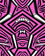 Vibrant Pink Black Graphic Face Rug